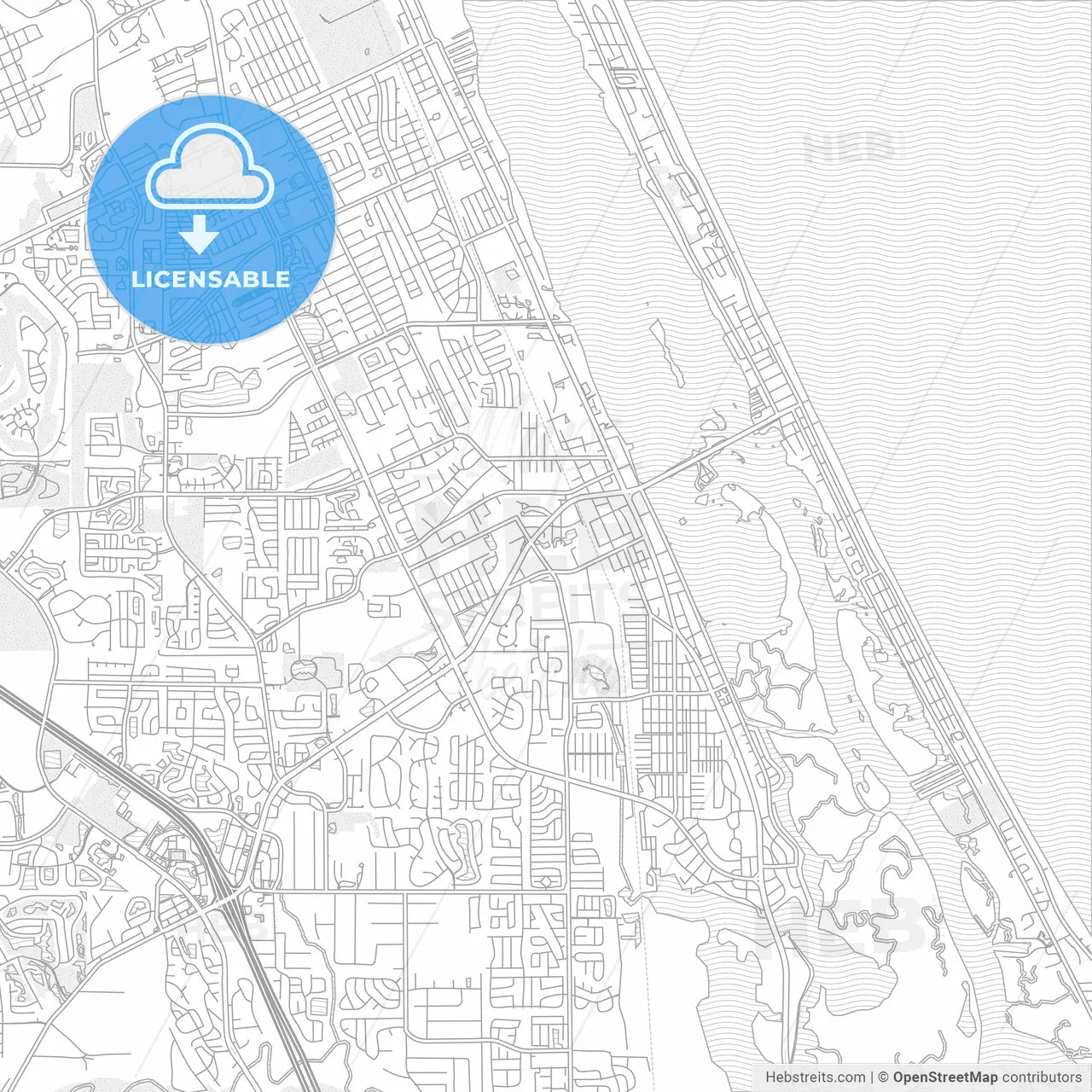 Port Orange, Florida, USA, bright outlined vector map