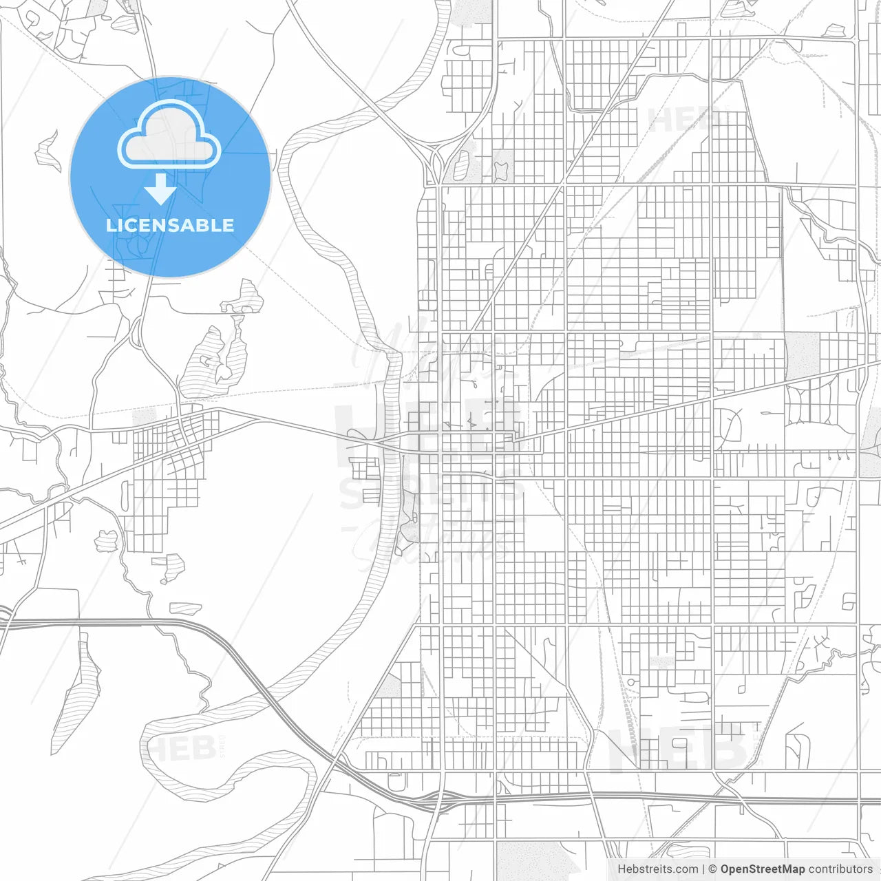 Terre Haute, Indiana, USA, bright outlined vector map