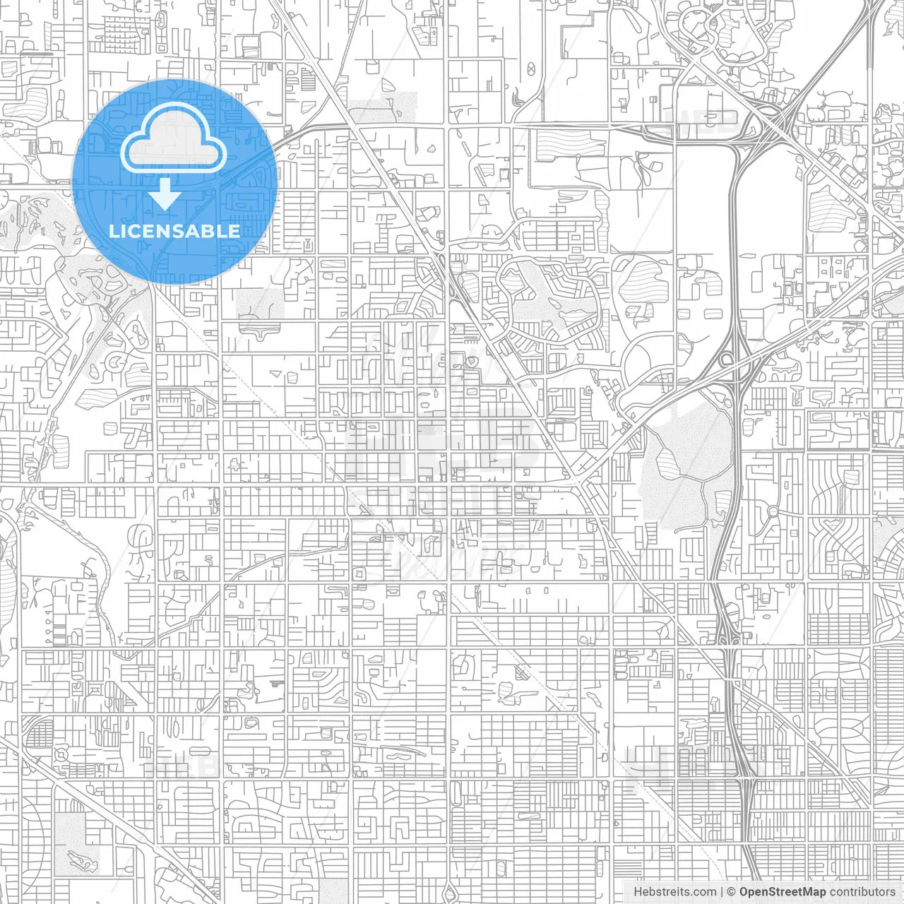 Pinellas Park, Florida, United States of America, bright outlined vector map