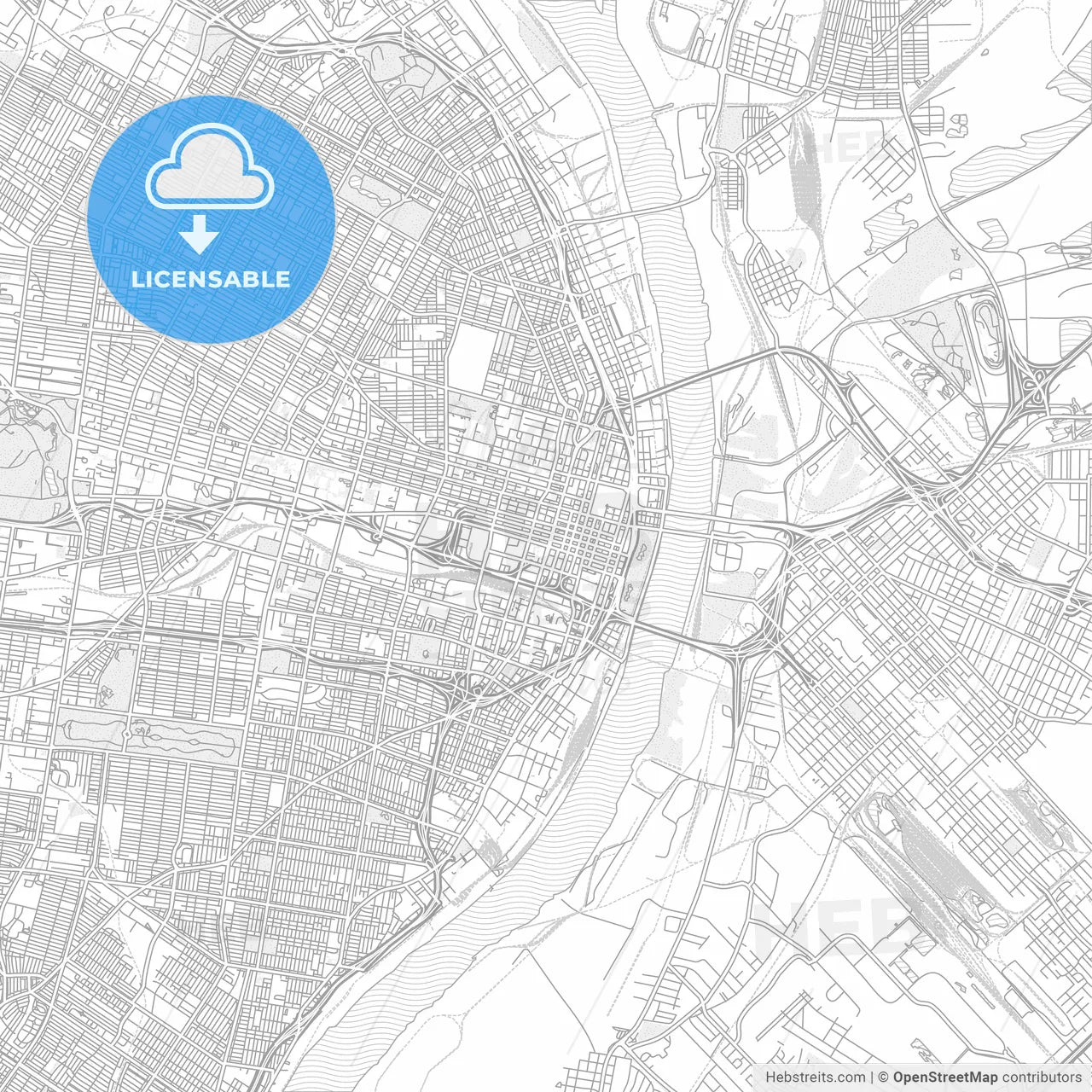 St. Louis, Missouri, USA, bright outlined vector map
