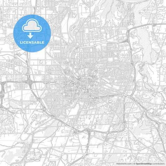 Rochester, New York, USA, bright outlined vector map
