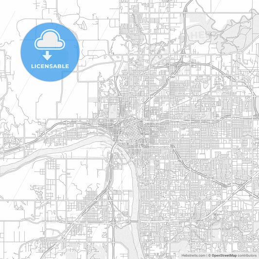Tulsa, Oklahoma, USA, bright outlined vector map