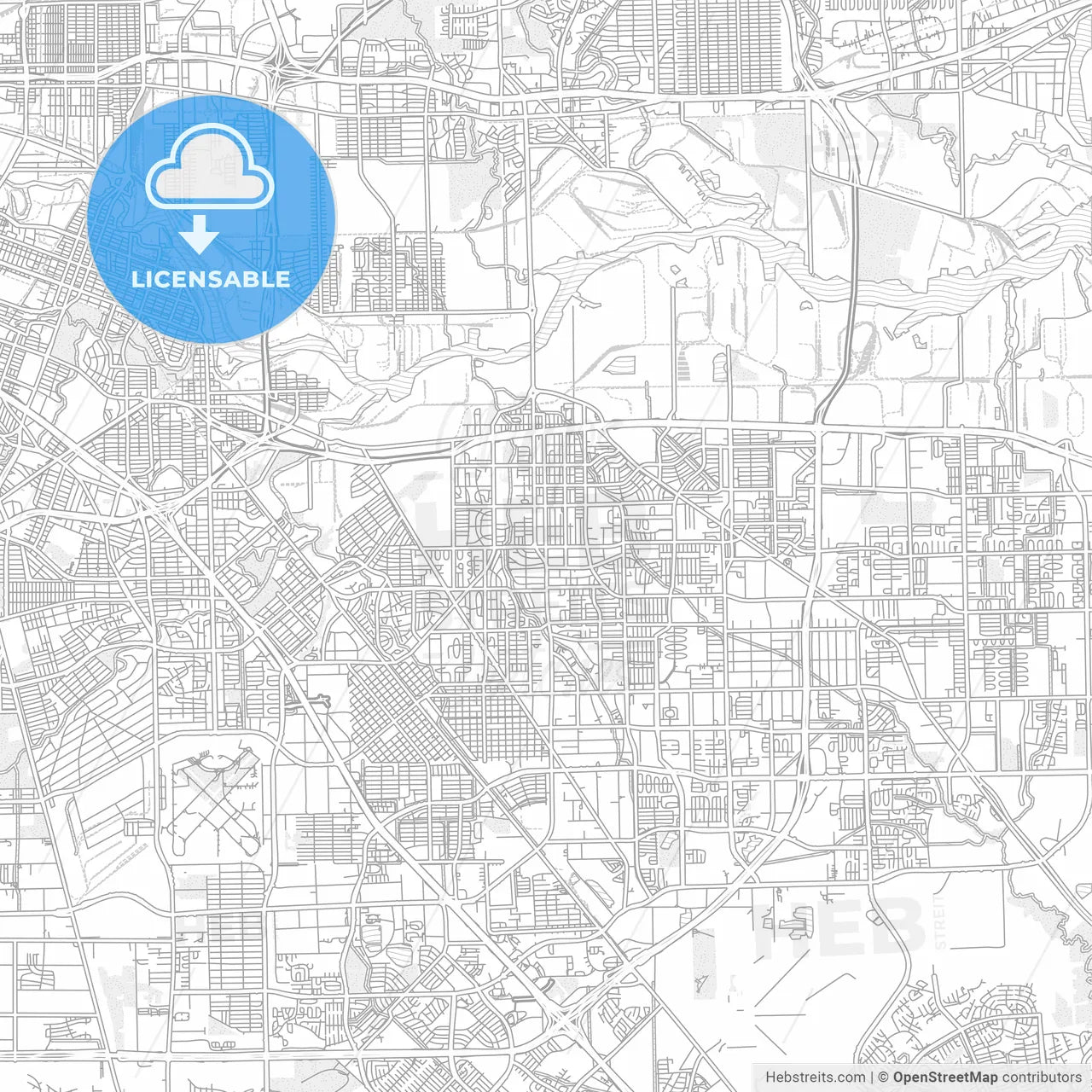 Pasadena, Texas, USA, bright outlined vector map