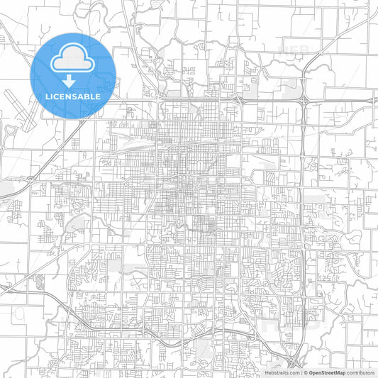 Springfield, Missouri, USA, bright outlined vector map