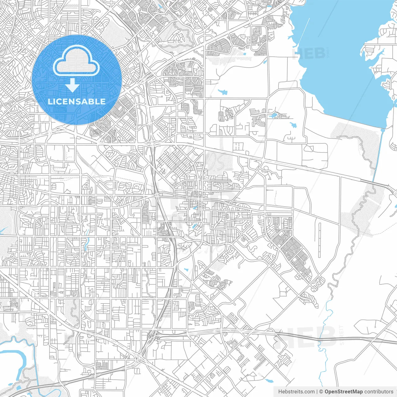 Mesquite, Texas, USA, bright outlined vector map