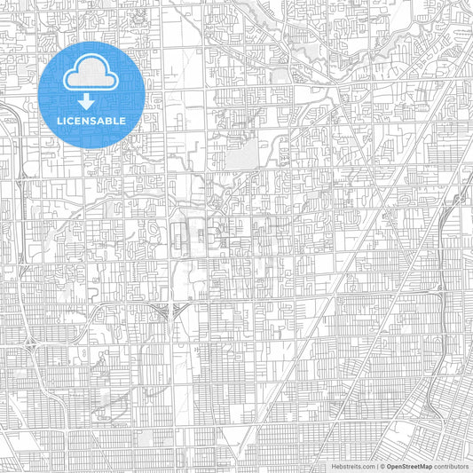 Warren, Michigan, USA, bright outlined vector map