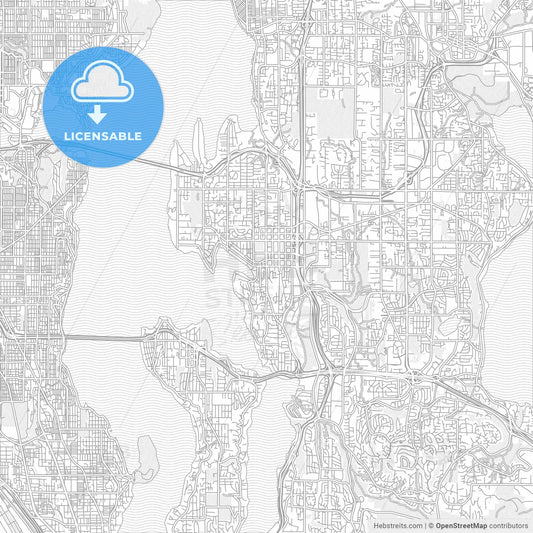 Bellevue, Washington, USA, bright outlined vector map