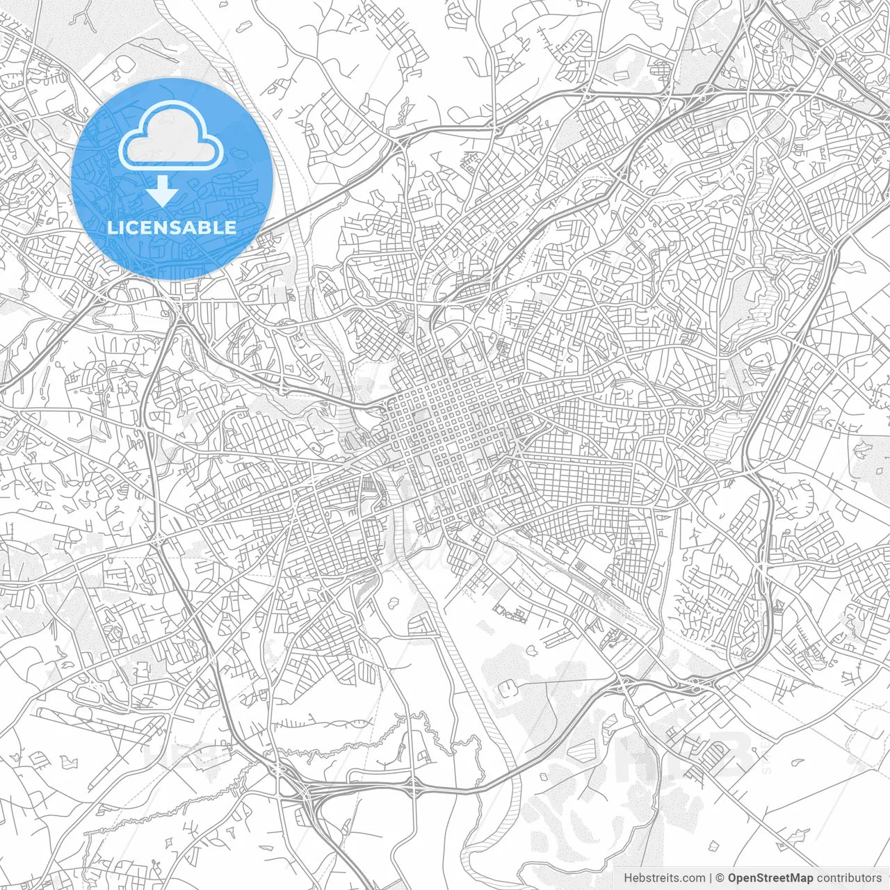 Columbia, South Carolina, USA, bright outlined vector map
