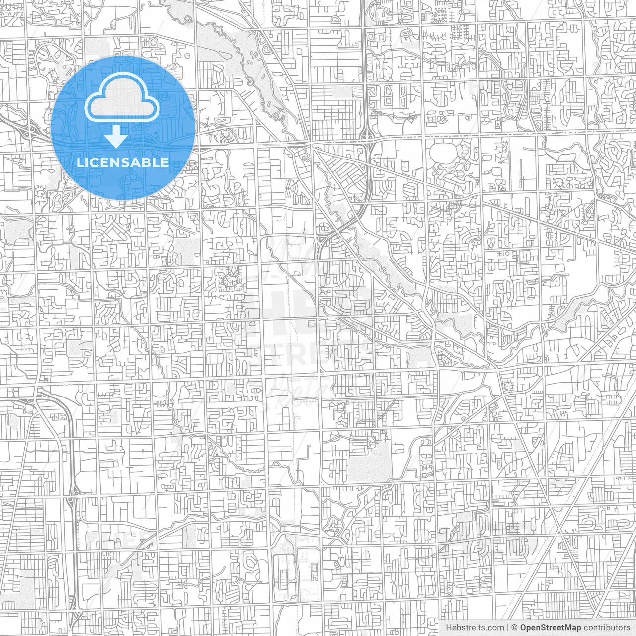 Sterling Heights, Michigan, USA, bright outlined vector map