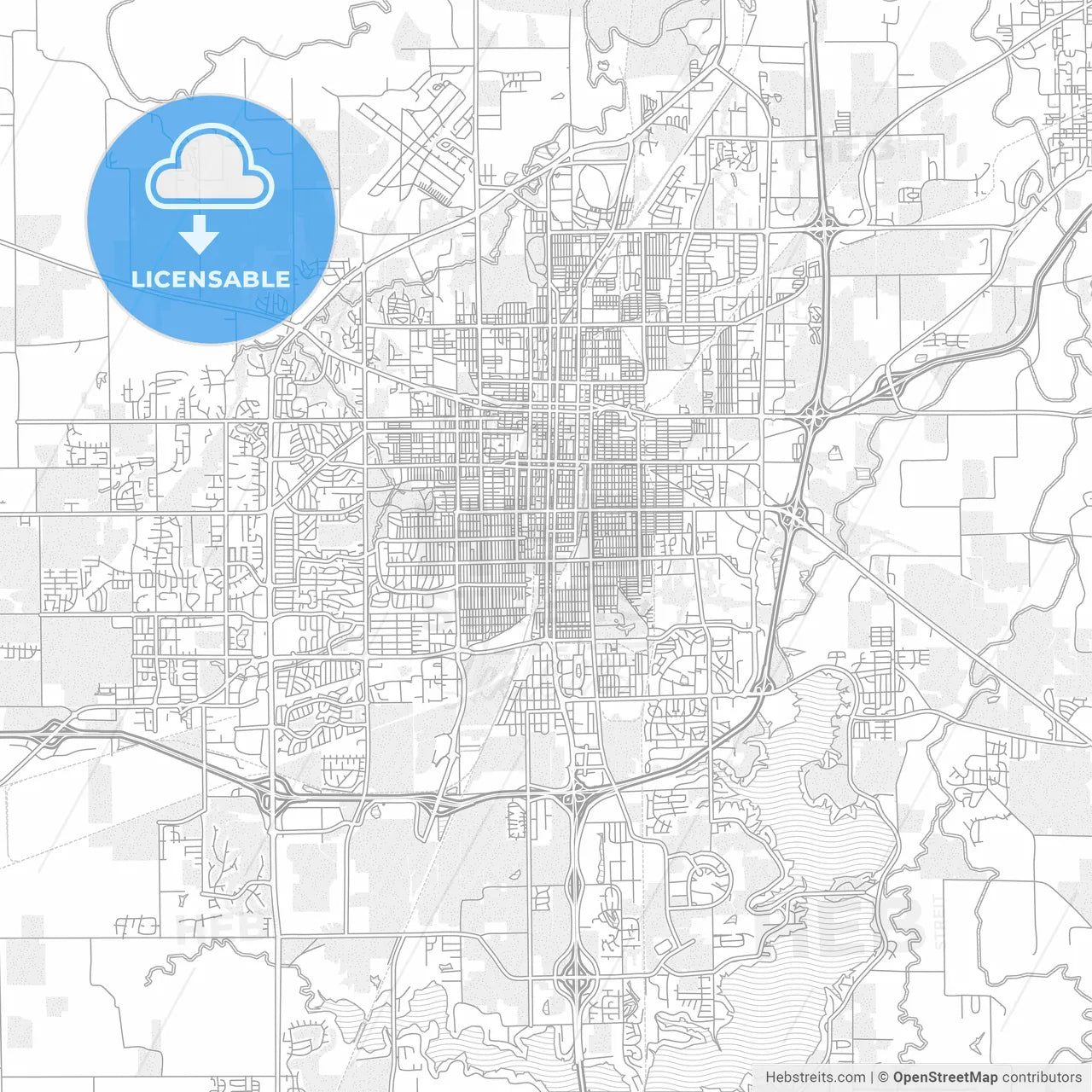 Springfield, Illinois, USA, bright outlined vector map