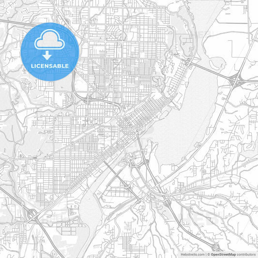 Peoria, Illinois, USA, bright outlined vector map