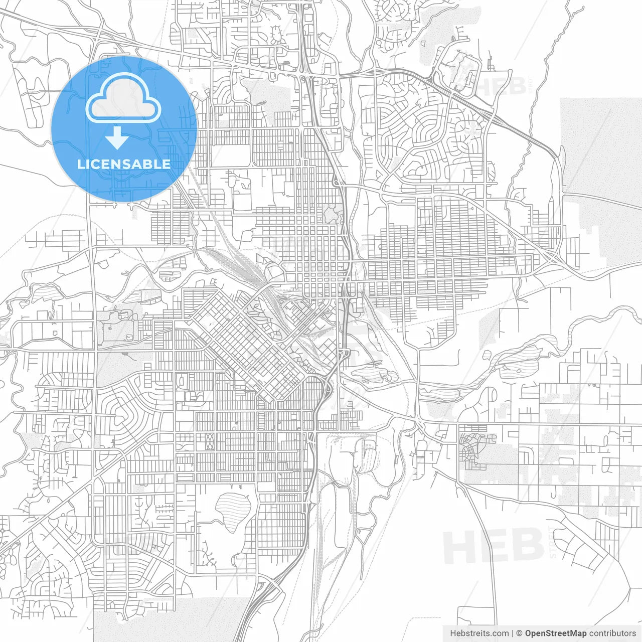 Pueblo, Colorado, USA, bright outlined vector map