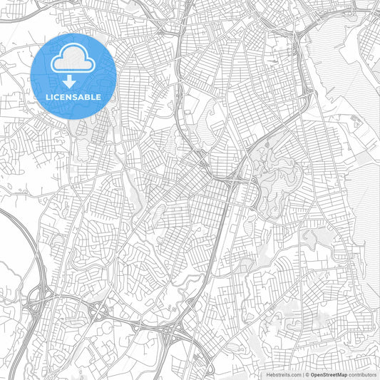 Cranston, Rhode Island, USA, bright outlined vector map