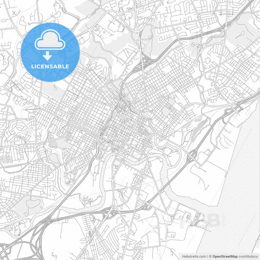 Wilmington, Delaware, USA, bright outlined vector map