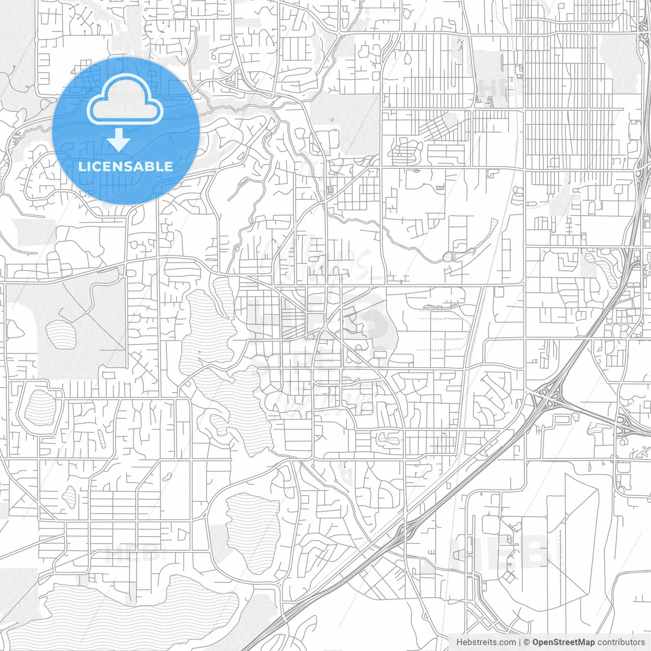 Lakewood, Washington, USA, bright outlined vector map