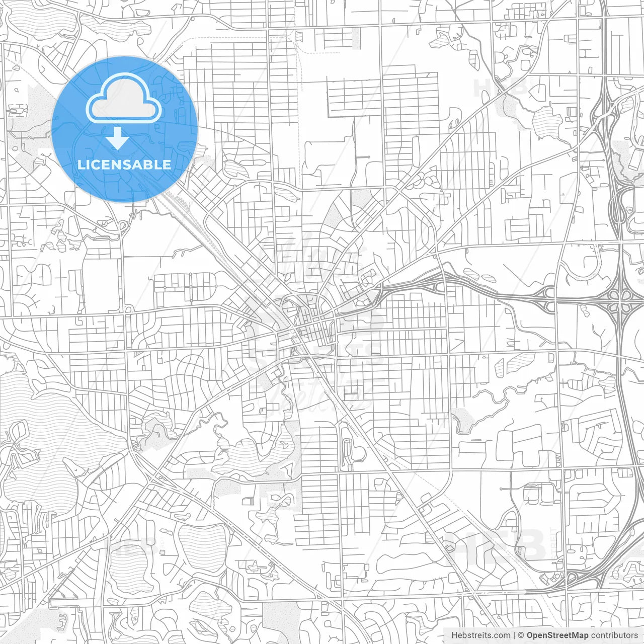Pontiac, Michigan, USA, bright outlined vector map