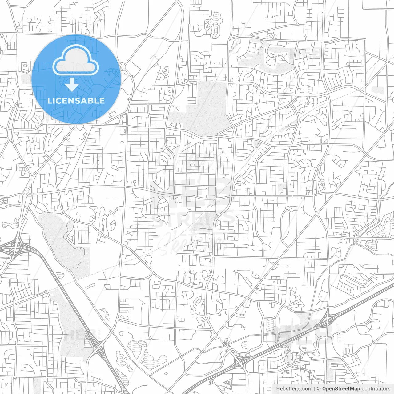 Bartlett, Tennessee, USA, bright outlined vector map