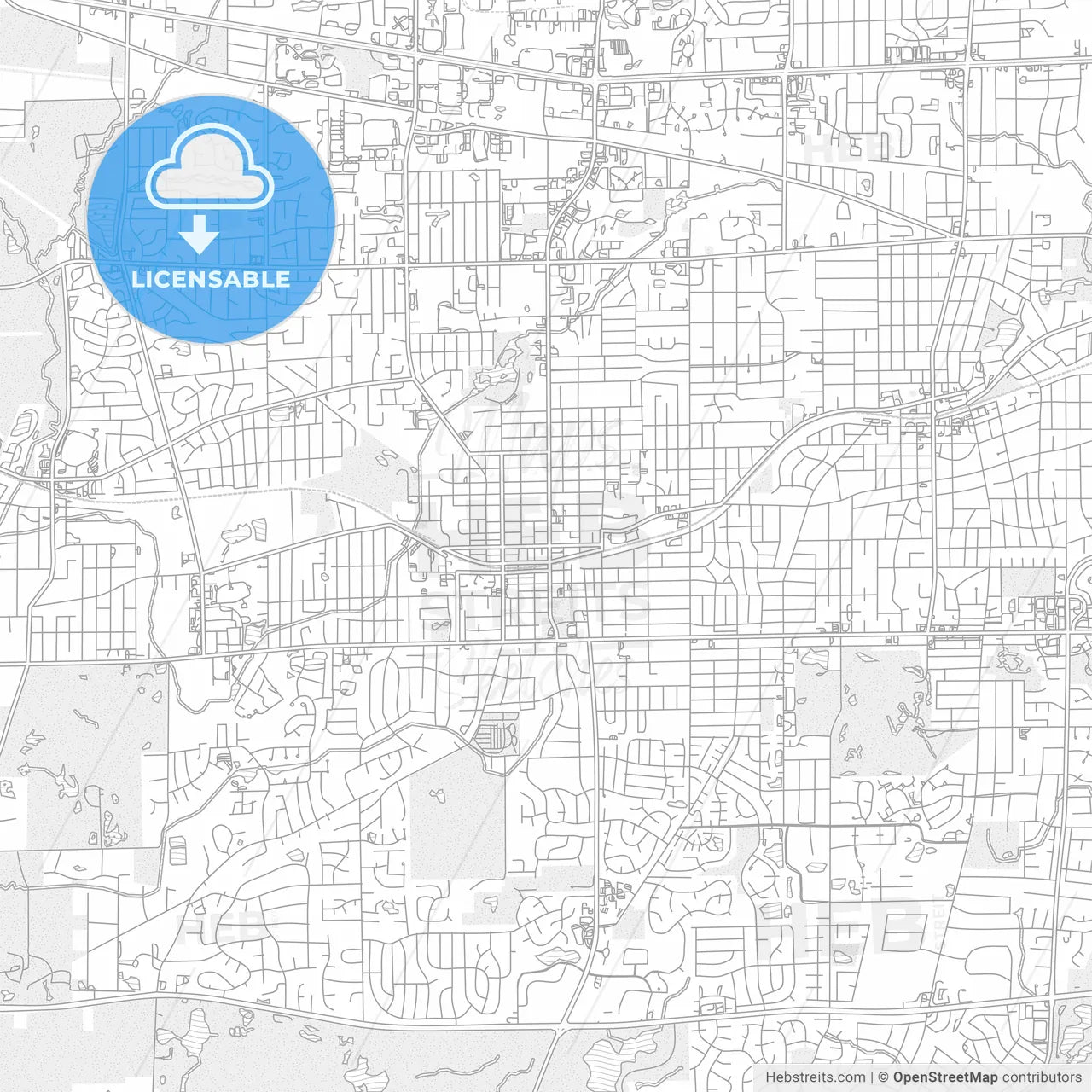 Wheaton, Illinois, United States of America, bright outlined vector map