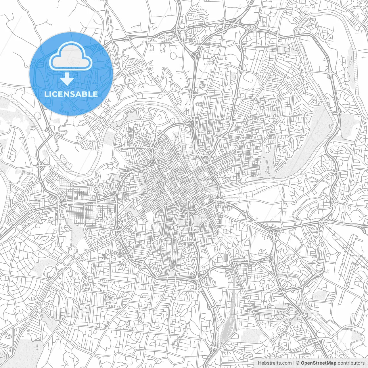 Nashville, Tennessee, USA, bright outlined vector map