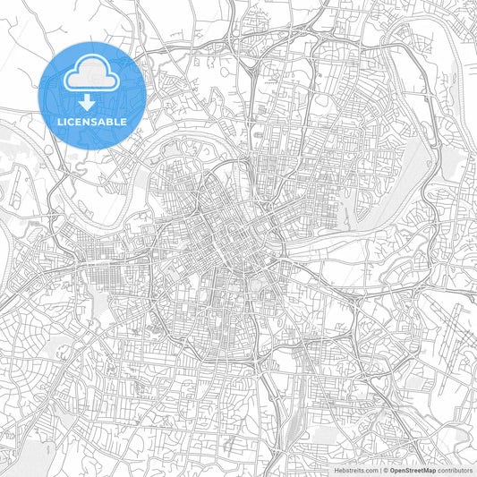Nashville, Tennessee, USA, bright outlined vector map