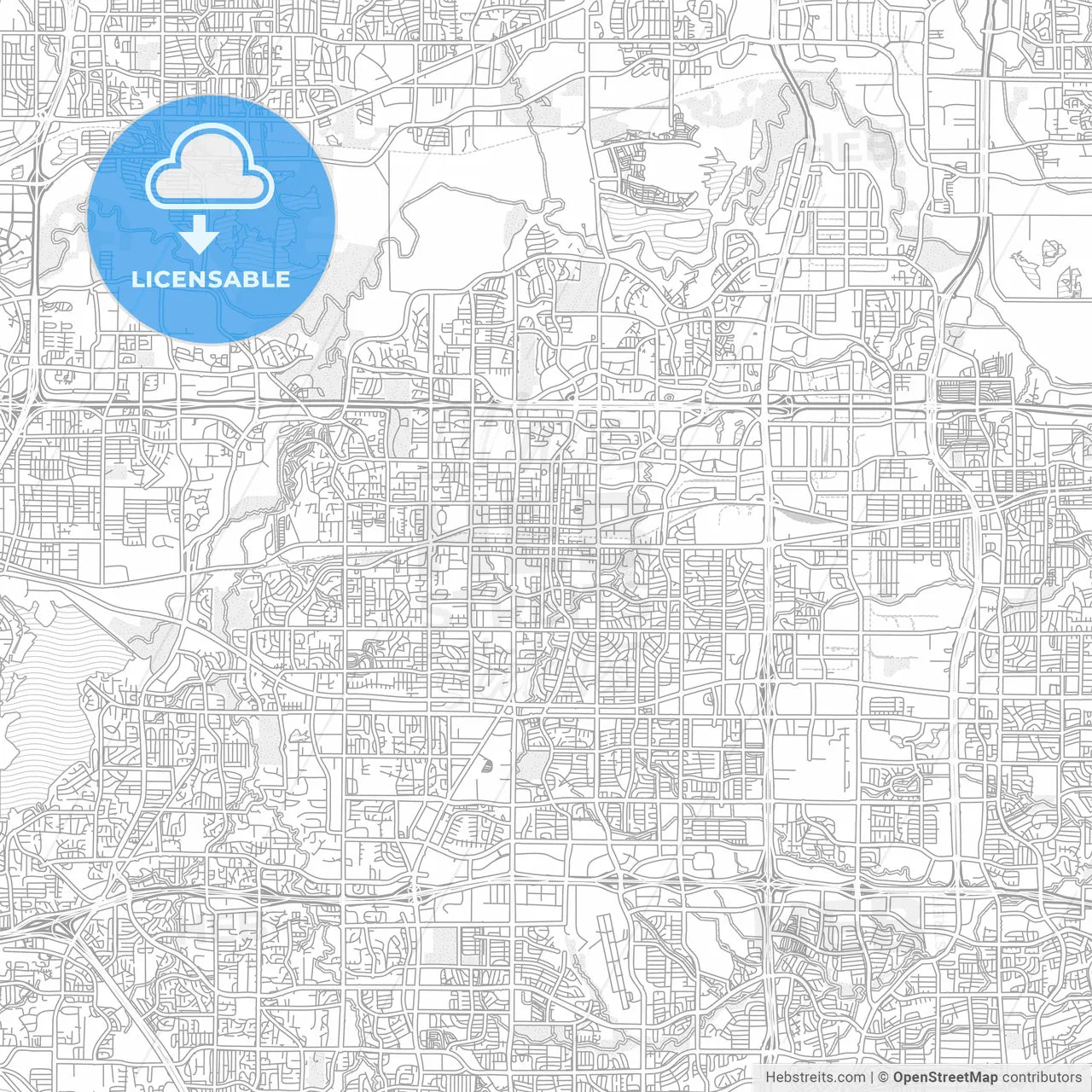 Arlington, Texas, USA, bright outlined vector map