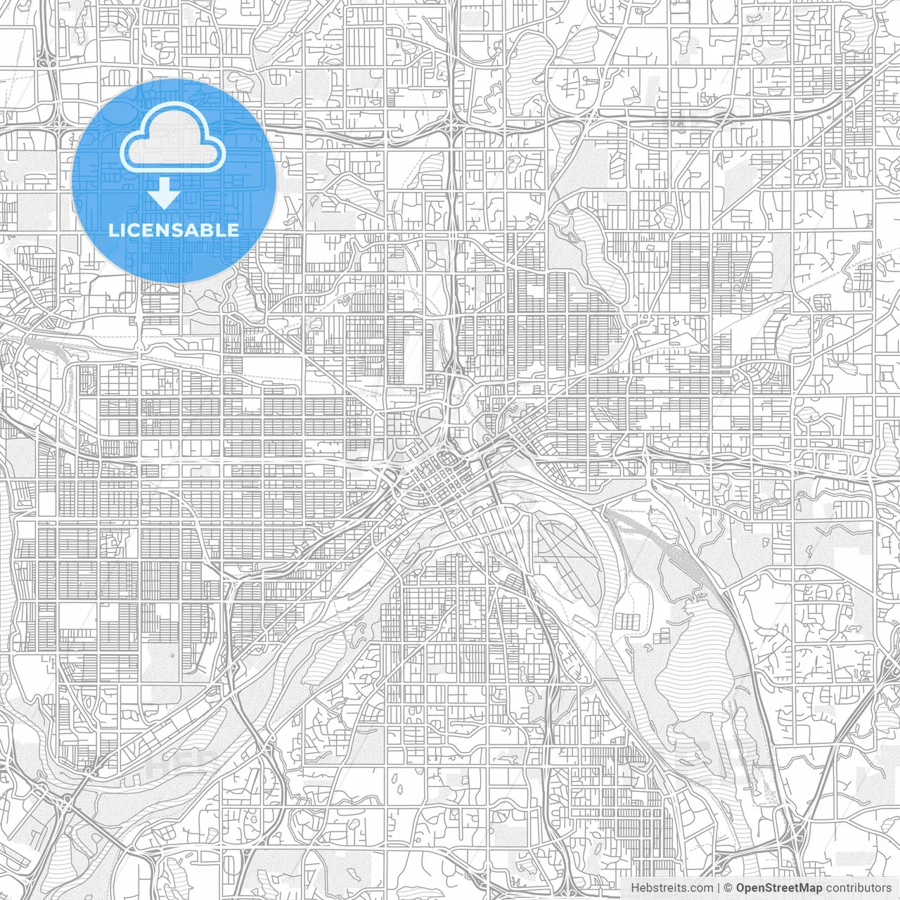 Saint Paul, Minnesota, USA, bright outlined vector map