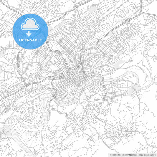 Knoxville, Tennessee, USA, bright outlined vector map