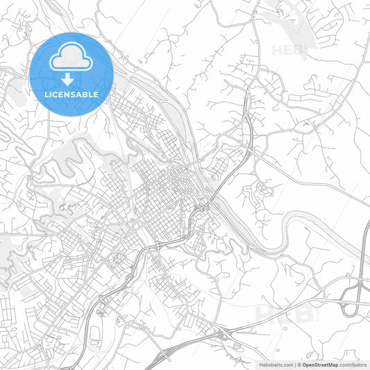 Lynchburg, Virginia, USA, bright outlined vector map
