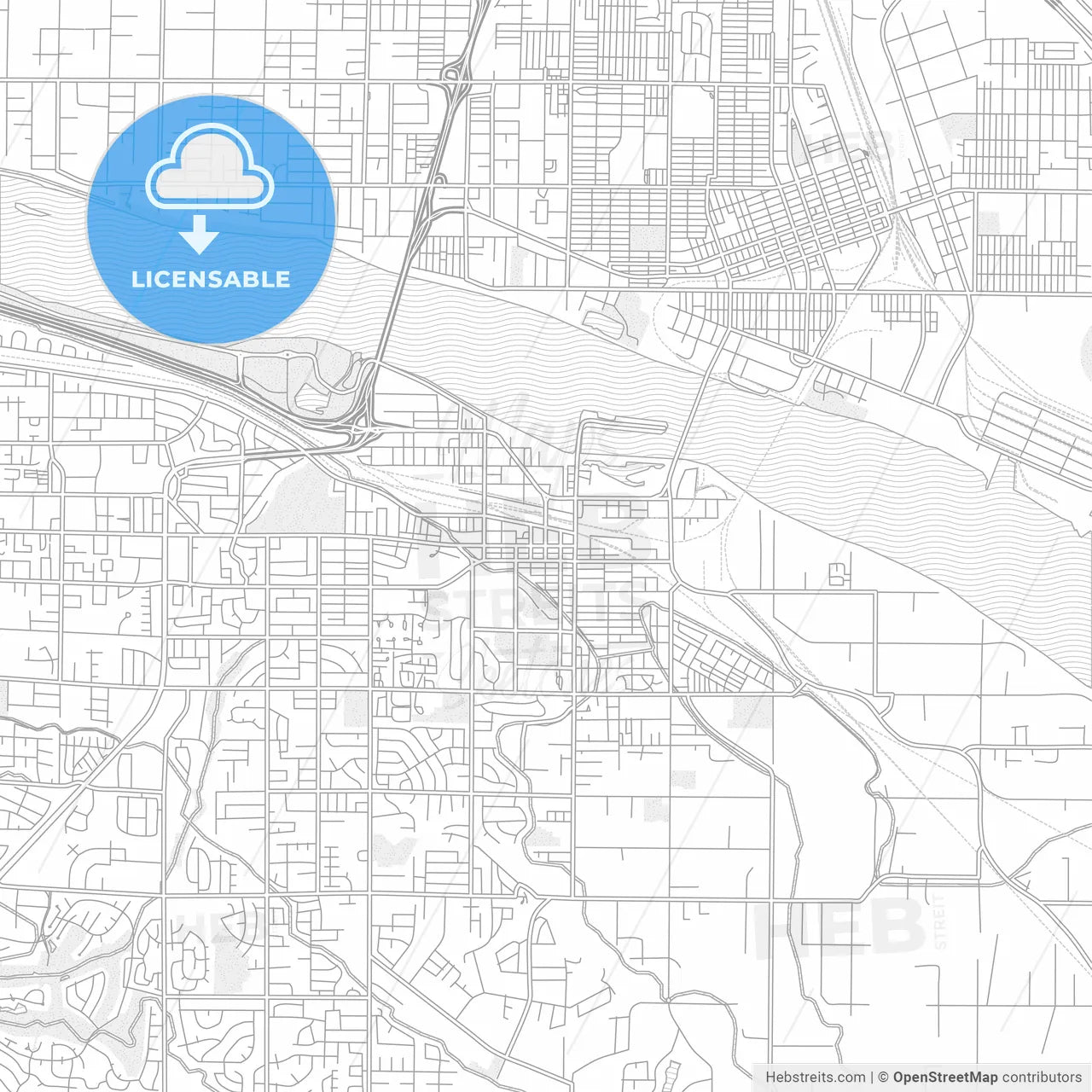 Kennewick, Washington, USA, bright outlined vector map