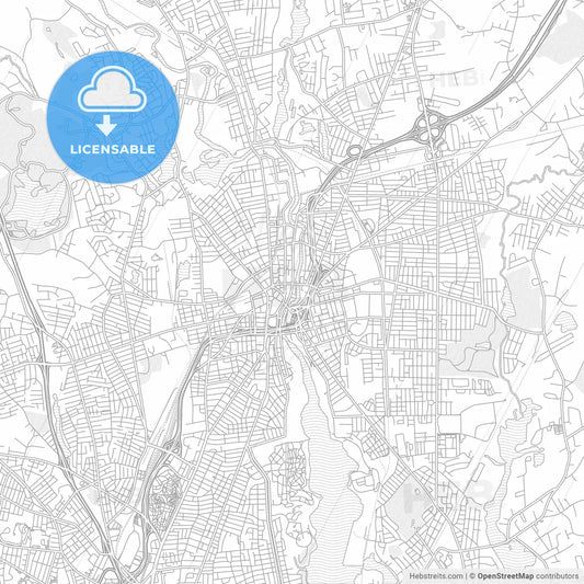 Pawtucket, Rhode Island, USA, bright outlined vector map