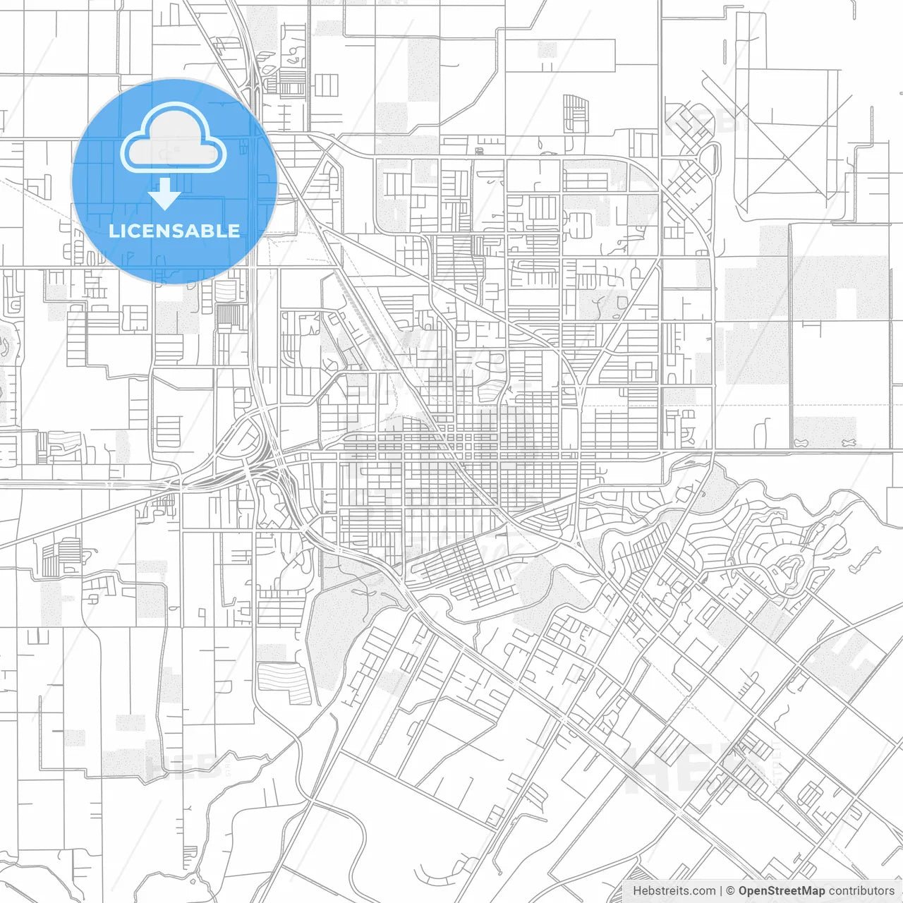 Harlingen, Texas, USA, bright outlined vector map