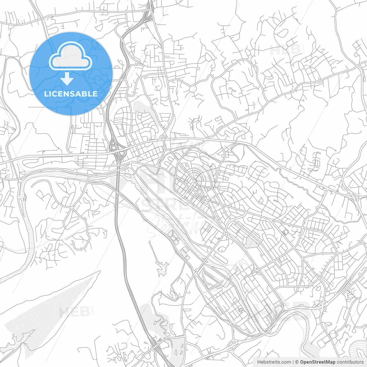 Kingsport, Tennessee, United States of America, bright outlined vector map