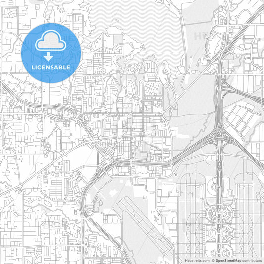 Grapevine, Texas, United States of America, bright outlined vector map