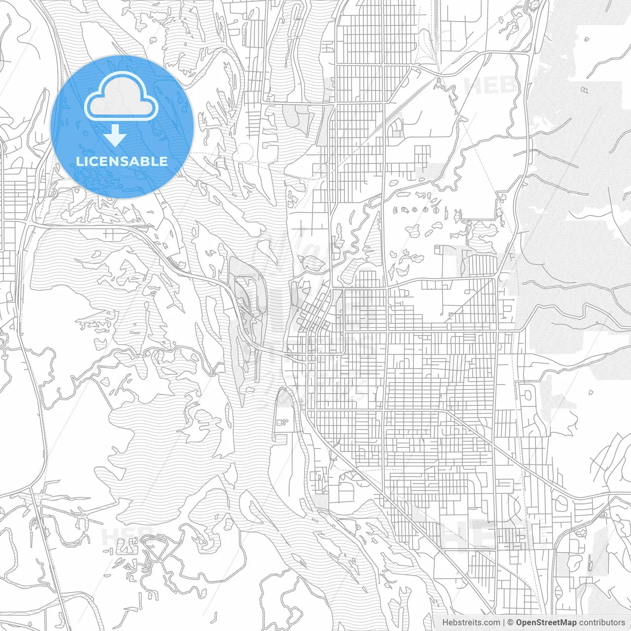 La Crosse, Wisconsin, United States of America, bright outlined vector map