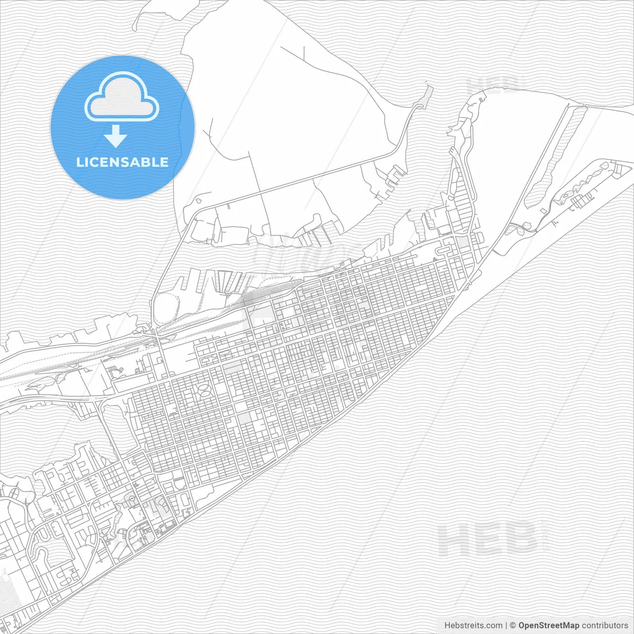 Galveston, Texas, United States of America, bright outlined vector map