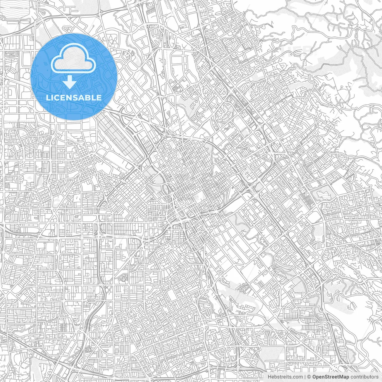San Jose, California, USA, bright outlined vector map