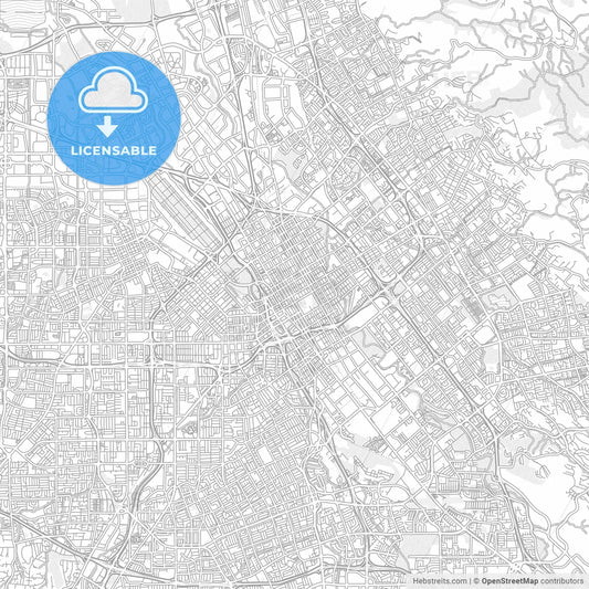 San Jose, California, USA, bright outlined vector map