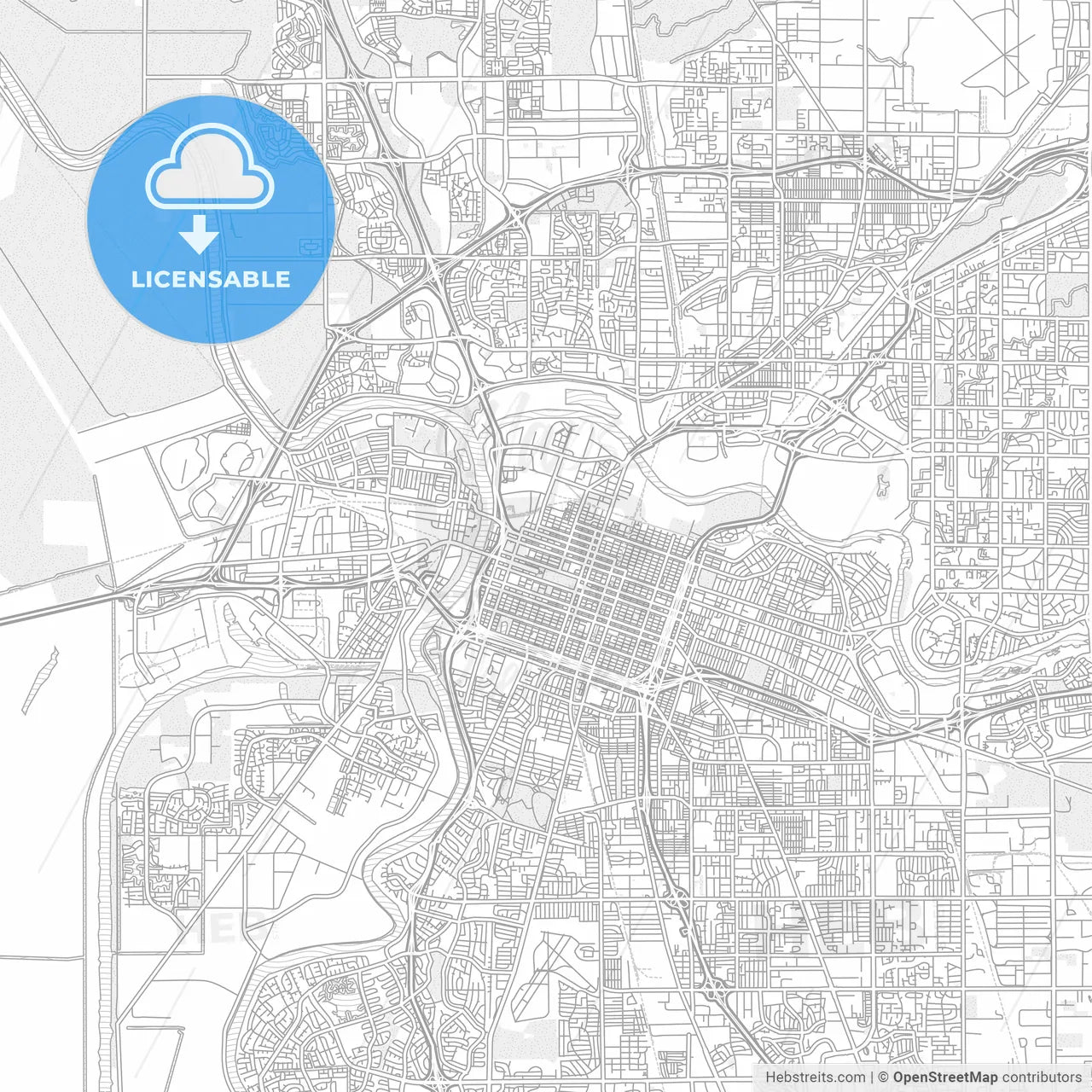 Sacramento, California, USA, bright outlined vector map