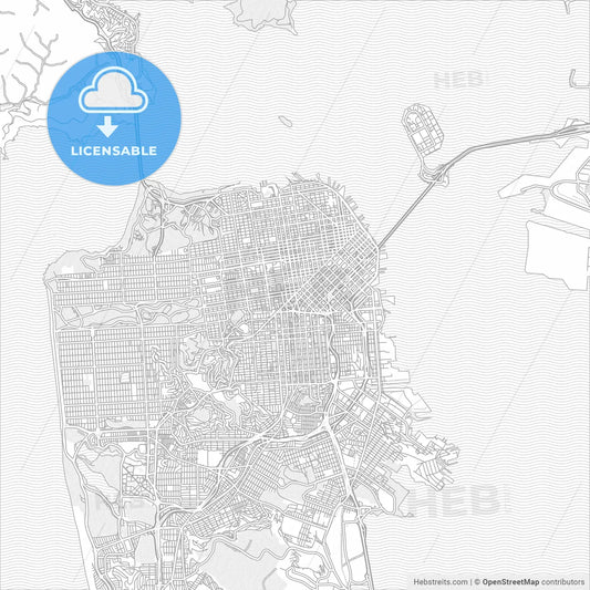 San Francisco, California, USA, bright outlined vector map