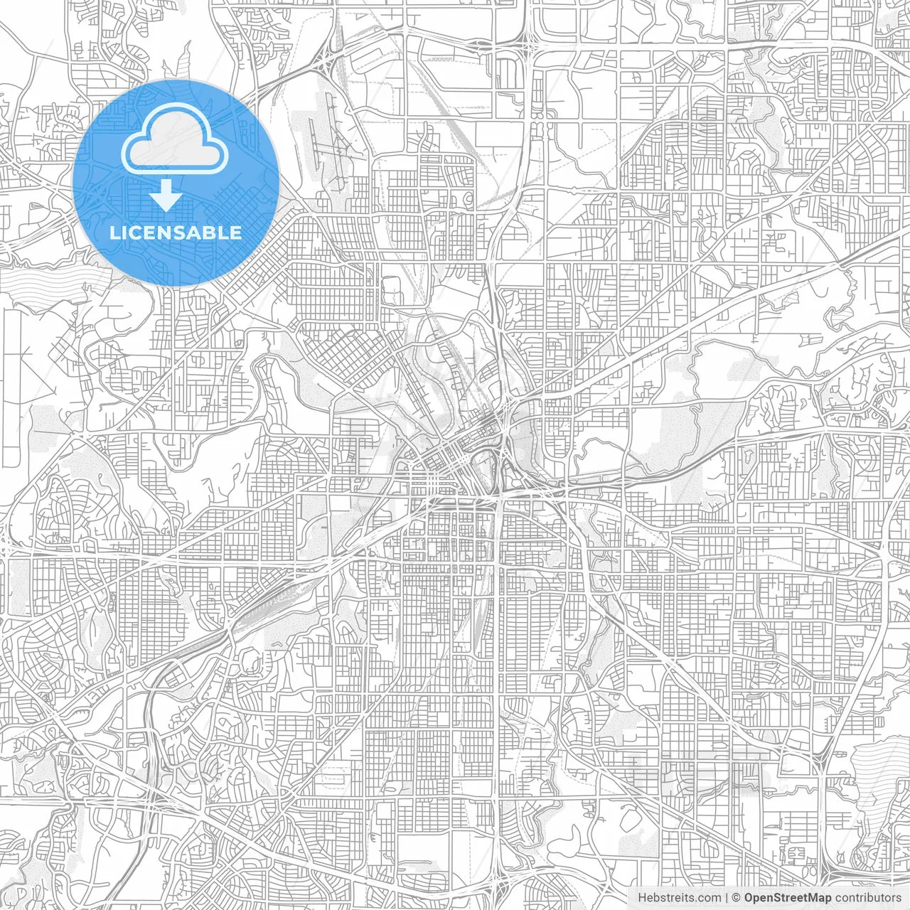 Fort Worth, Texas, USA, bright outlined vector map