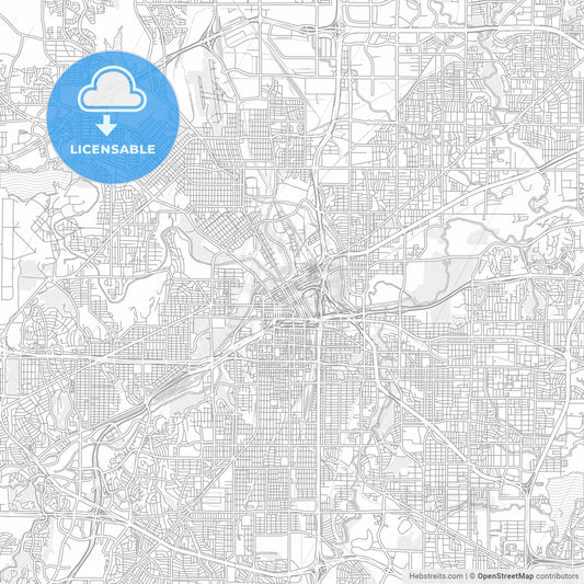 Fort Worth, Texas, USA, bright outlined vector map
