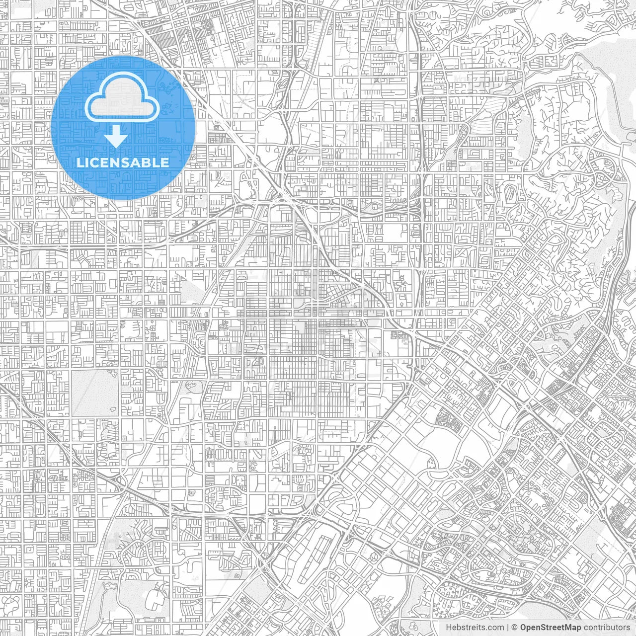 Santa Ana, California, USA, bright outlined vector map
