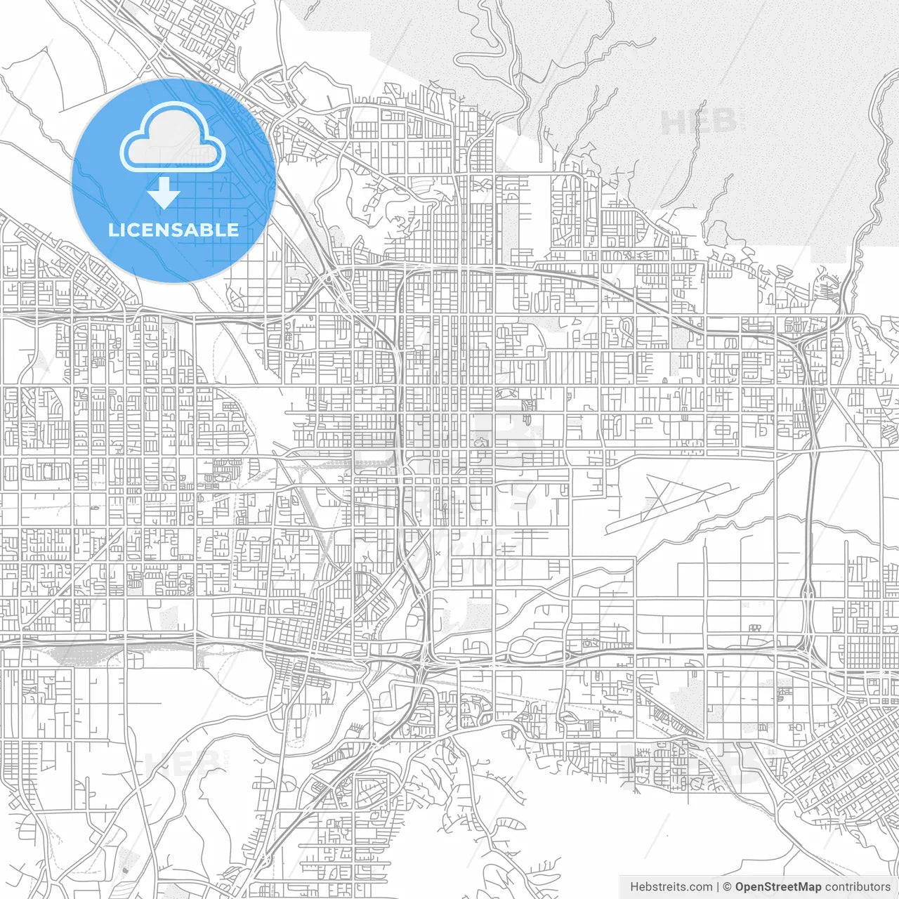 San Bernardino, California, USA, bright outlined vector map
