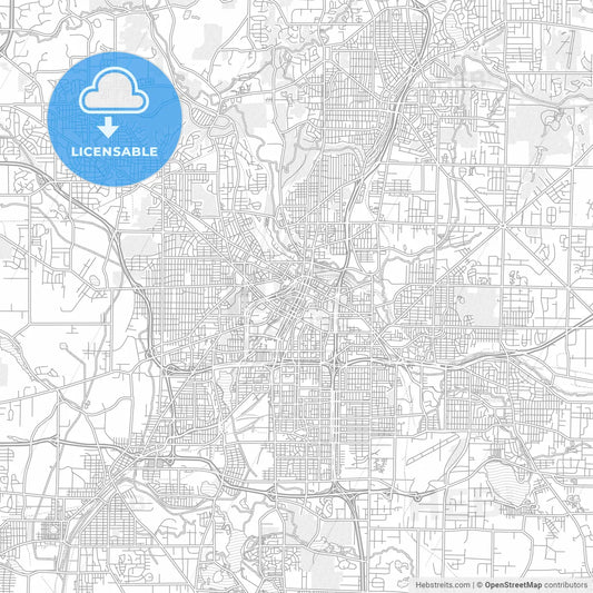 Akron, Ohio, USA, bright outlined vector map