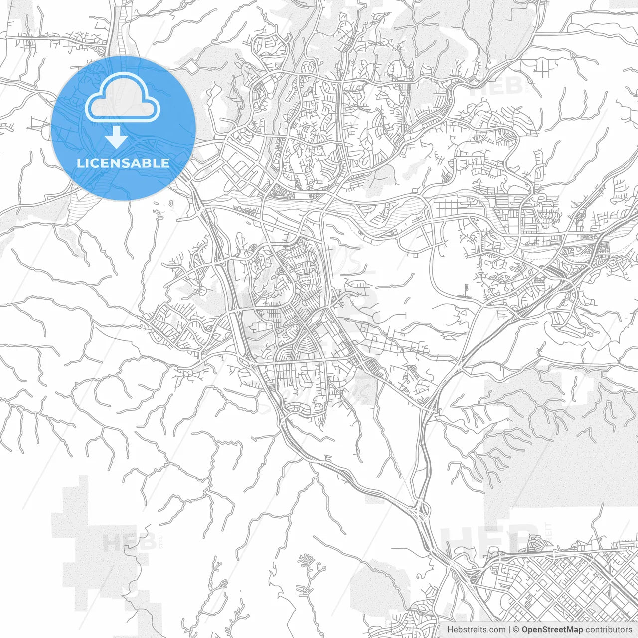 Santa Clarita, California, USA, bright outlined vector map