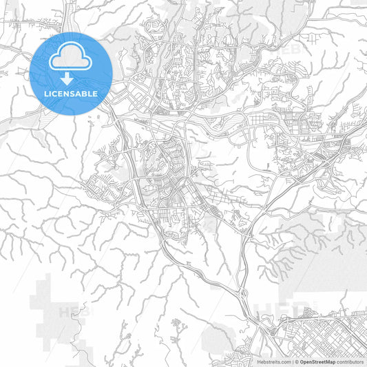 Santa Clarita, California, USA, bright outlined vector map