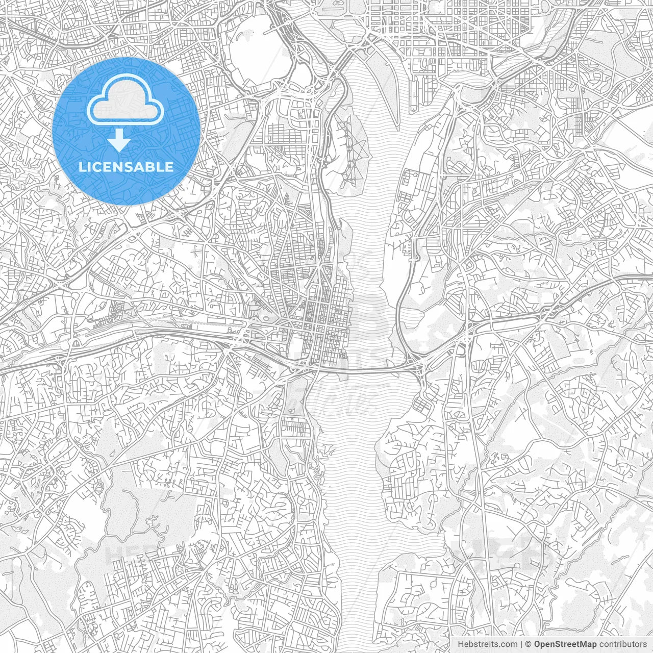 Alexandria, Virginia, USA, bright outlined vector map