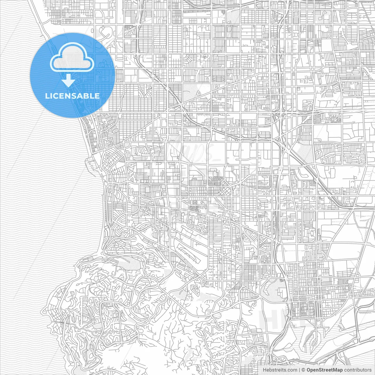 Torrance, California, USA, bright outlined vector map