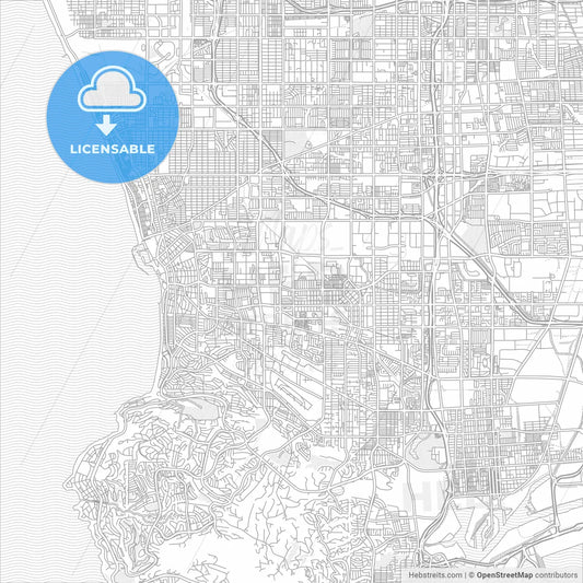 Torrance, California, USA, bright outlined vector map