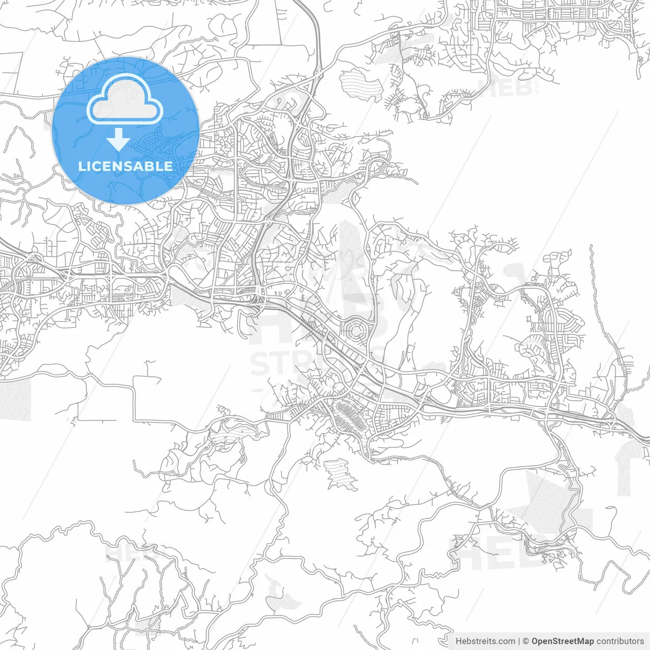 Thousand Oaks, California, USA, bright outlined vector map